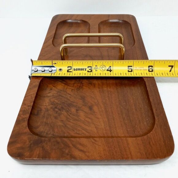 Vintage MCM Wood Dresser Valet Tray Made in USA Mission Crafted in California - Picture 8 of 8